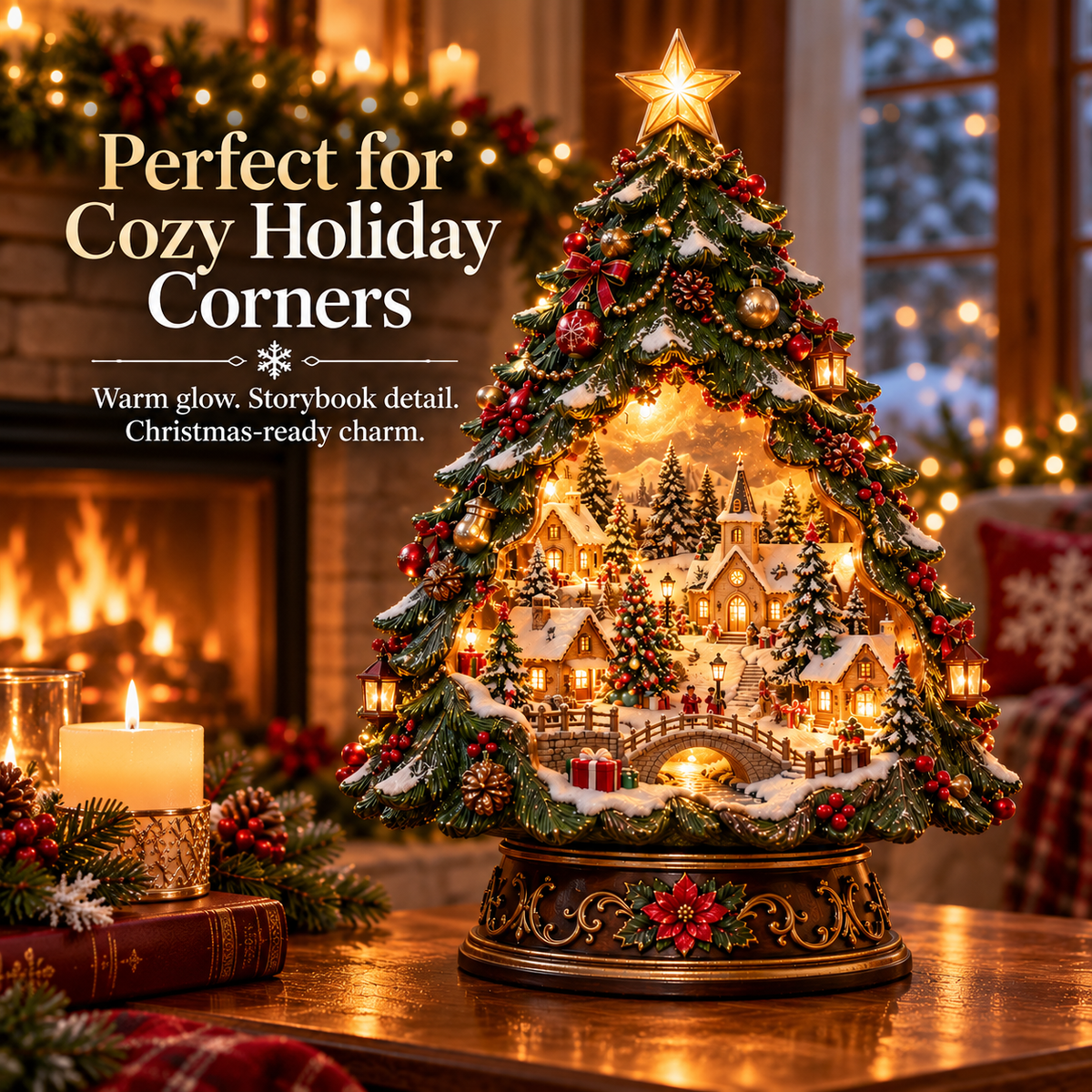🎄✨ Christmas Tree Keeper™ – Hidden Village Lighted Holiday Tabletop Decor