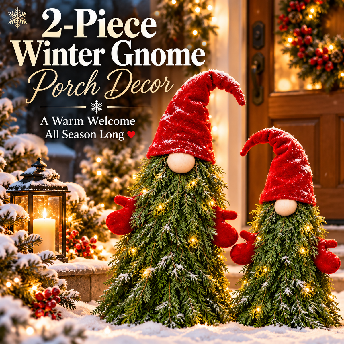 ❄️🧙 2-Piece Winter Gnome Porch Decor