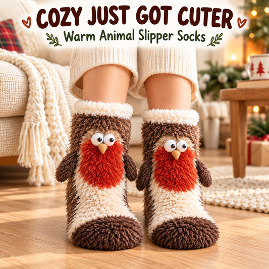 🦊🐦🦦🦉 Fuzzy Critter Toes™ | 3D Animal Slipper Socks