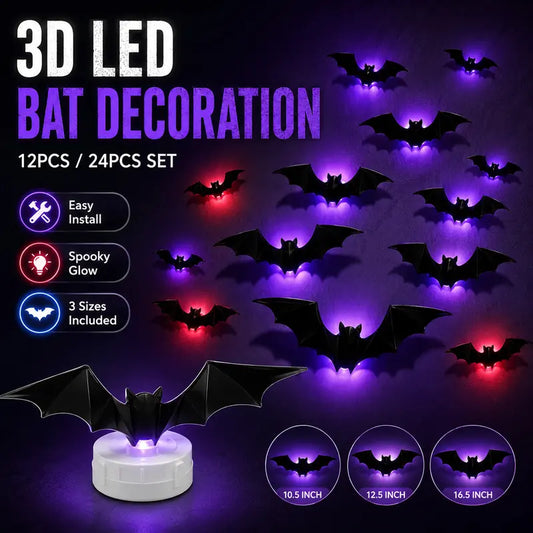 🌿50% OFF TODAY⚡:🦇 3D LED Bat Wall Lights – Spooky Halloween Decor for Home & Party