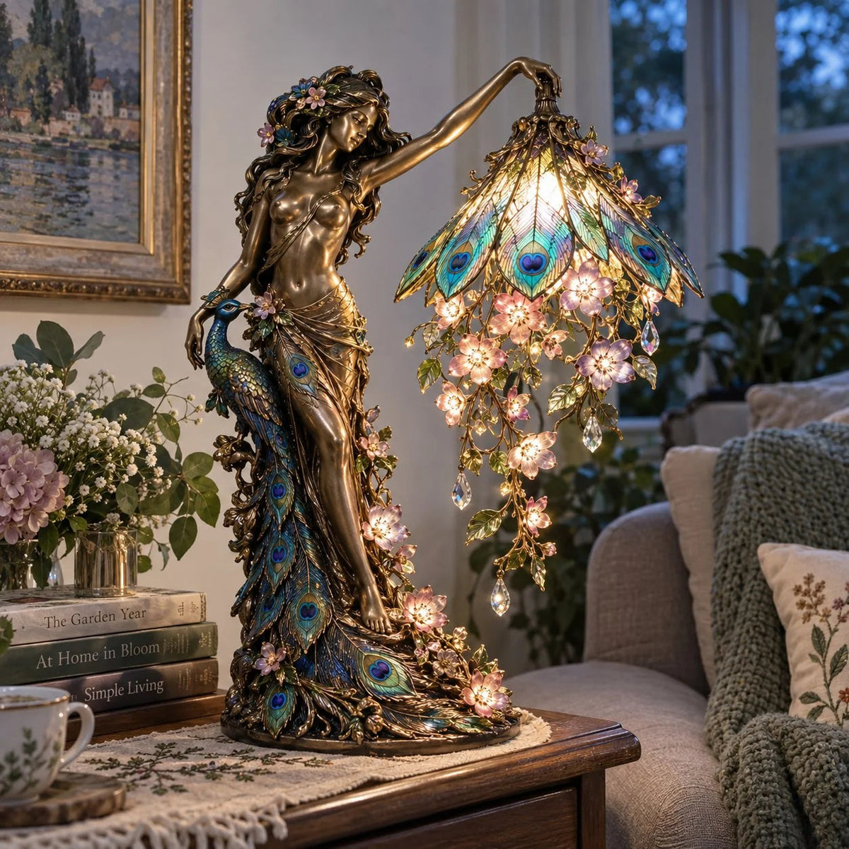 🦋 Where Butterflies Become Art | Floral Goddess Lamp with Crystal Drops ✨