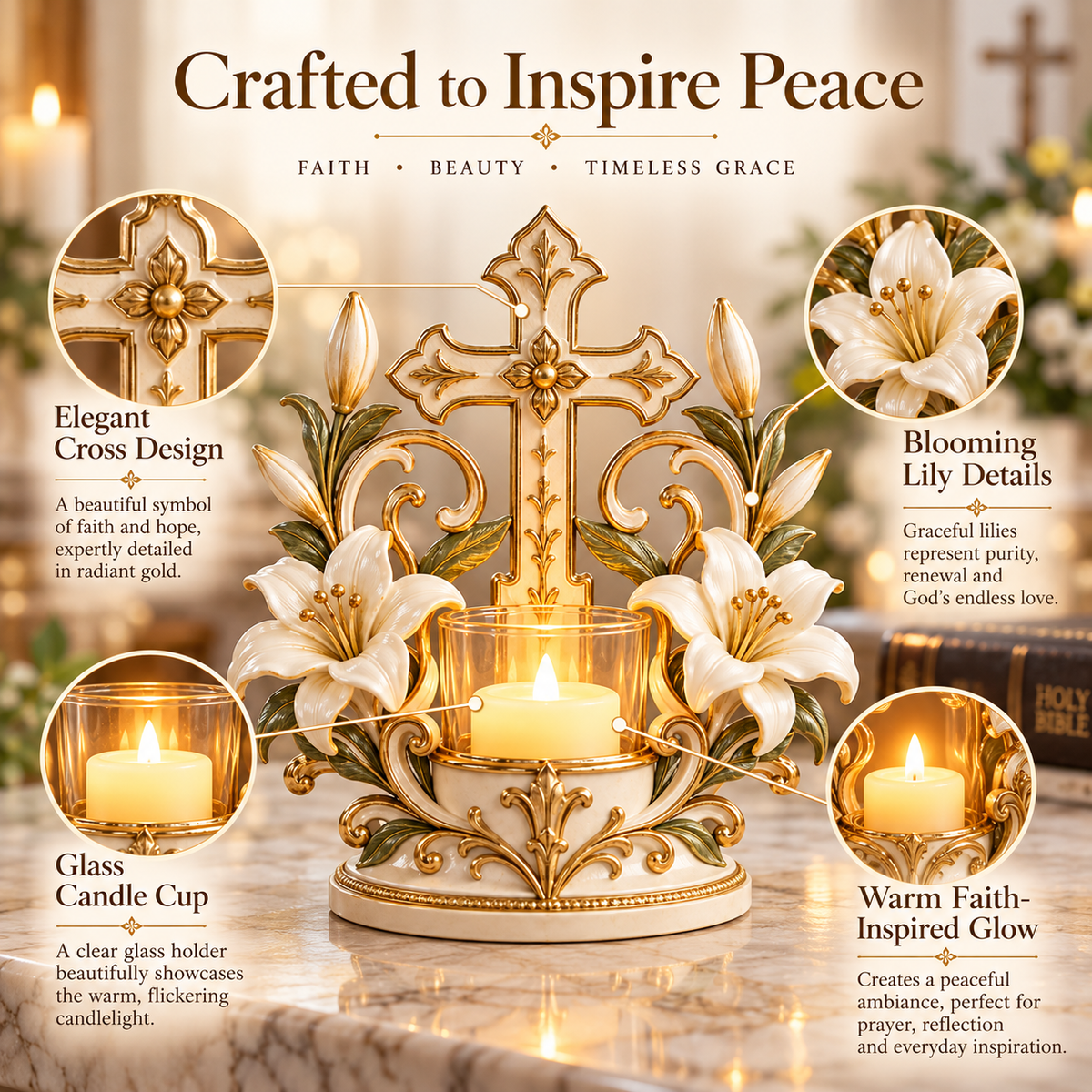 ✝️🕯️ Light of Faith™ – Sacred Christian Prayer Candle Holder