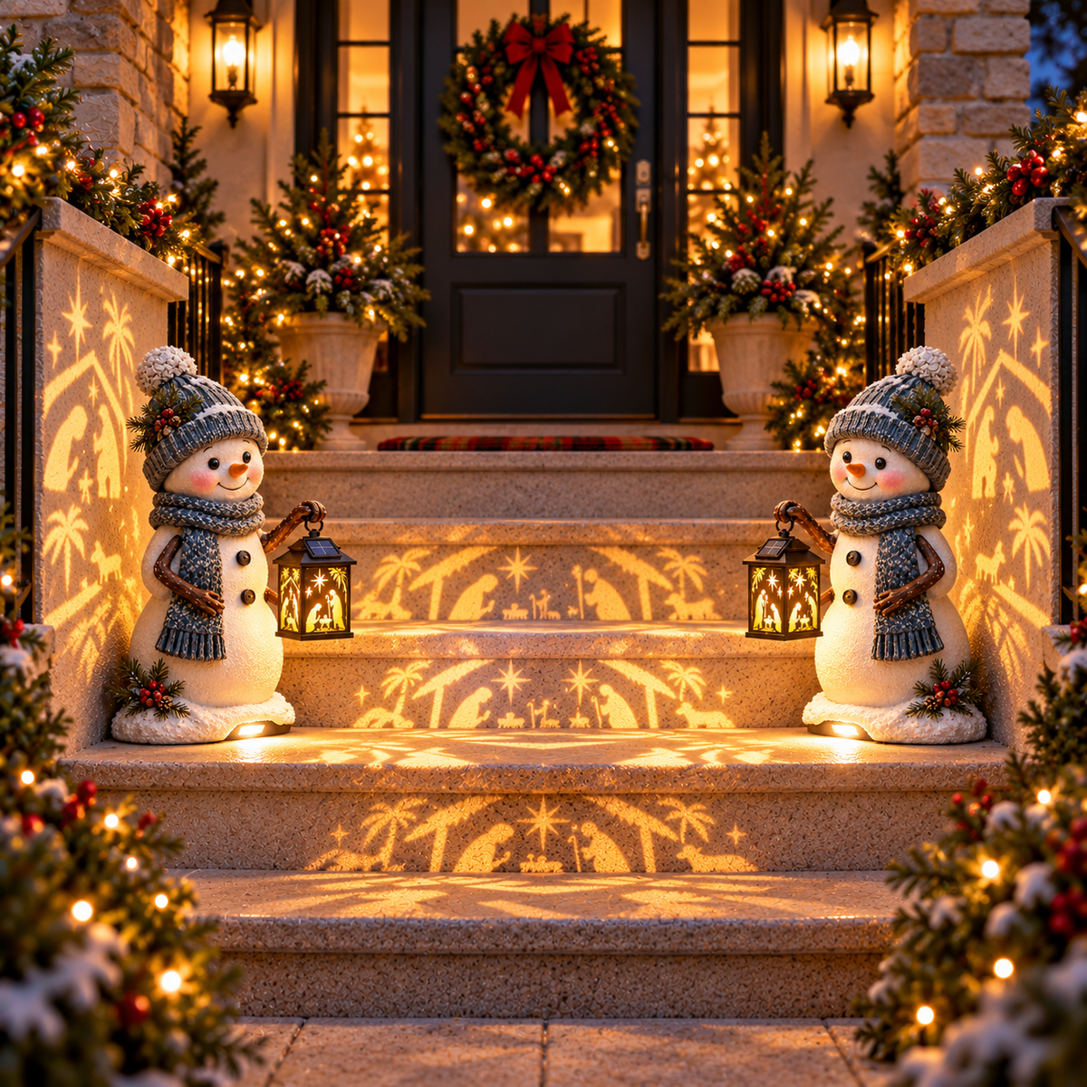 🎄⛄ Christmas Snowman Nativity Projection Light | Solar Outdoor Holiday Decor