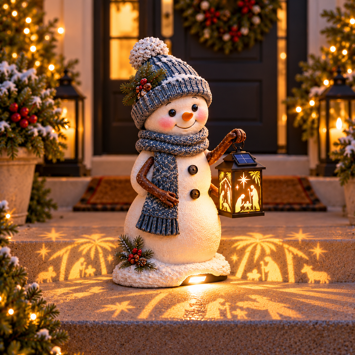 🎄⛄ Christmas Snowman Nativity Projection Light | Solar Outdoor Holiday Decor