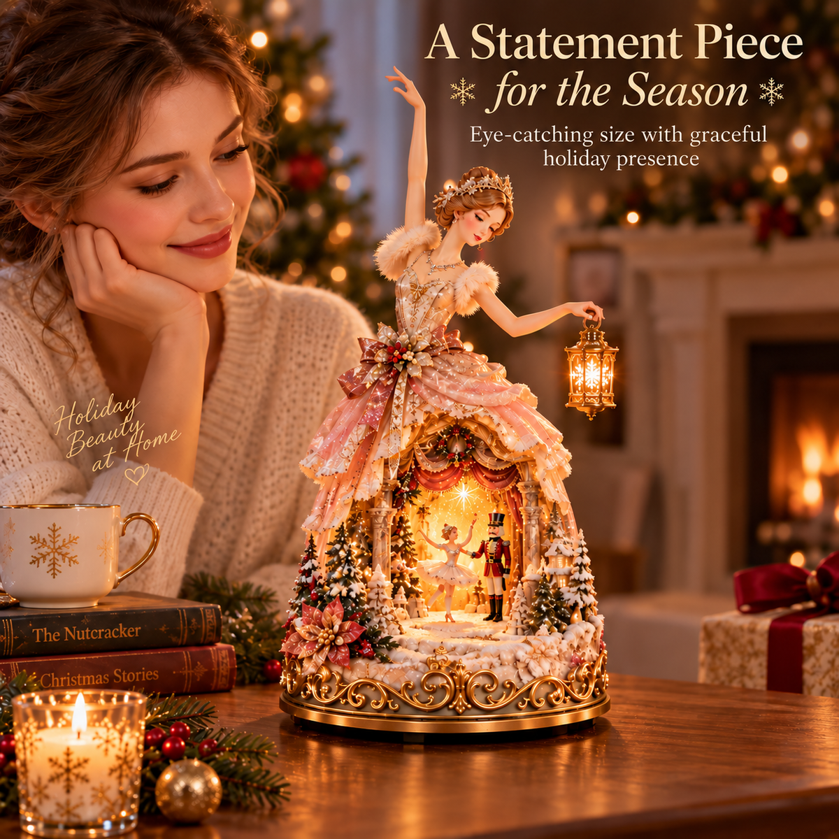 🩰✨ Winter Ballerina Story Lamp – A Glowing Christmas World Beneath Her Dress