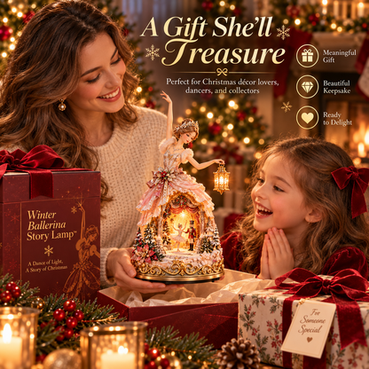 🩰✨ Winter Ballerina Story Lamp – A Glowing Christmas World Beneath Her Dress