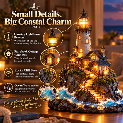 🌊 Harborlight Haven™ | Illuminated Coastal Lighthouse Scene