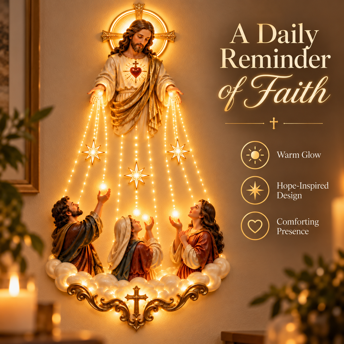 ✝️🕯️ Sacred Heart Glow™ | Christian Prayer Wall Light