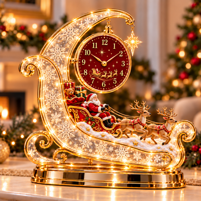 🕰️🎄 Lighted Christmas Scene Clock –Festive Tabletop Holiday Decor