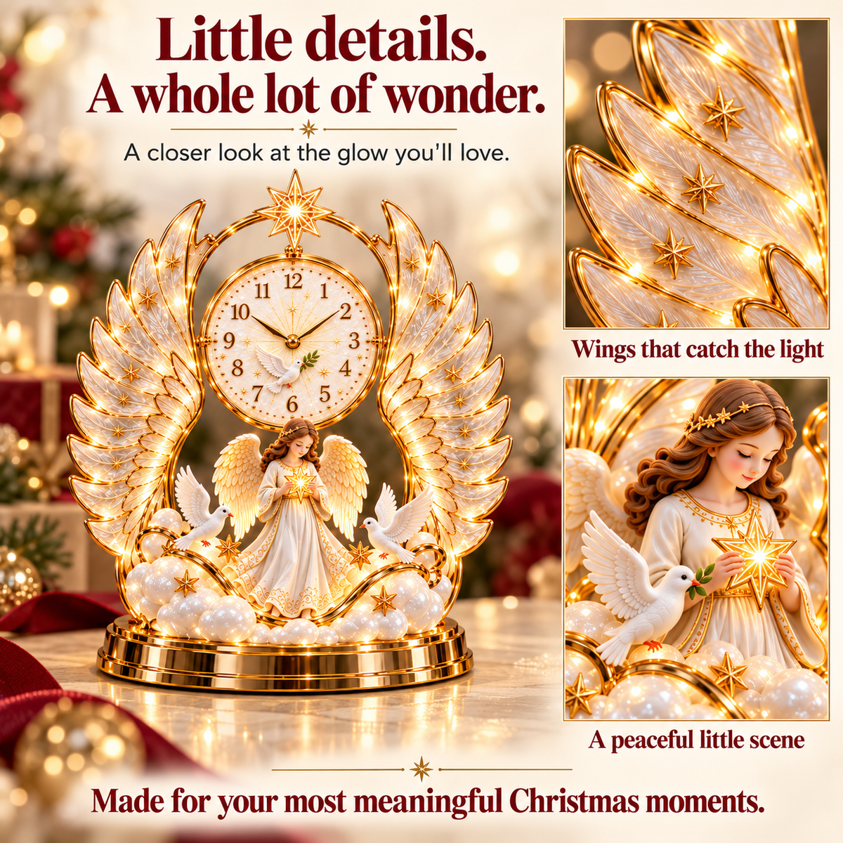 🕰️🎄 Lighted Christmas Scene Clock –Festive Tabletop Holiday Decor
