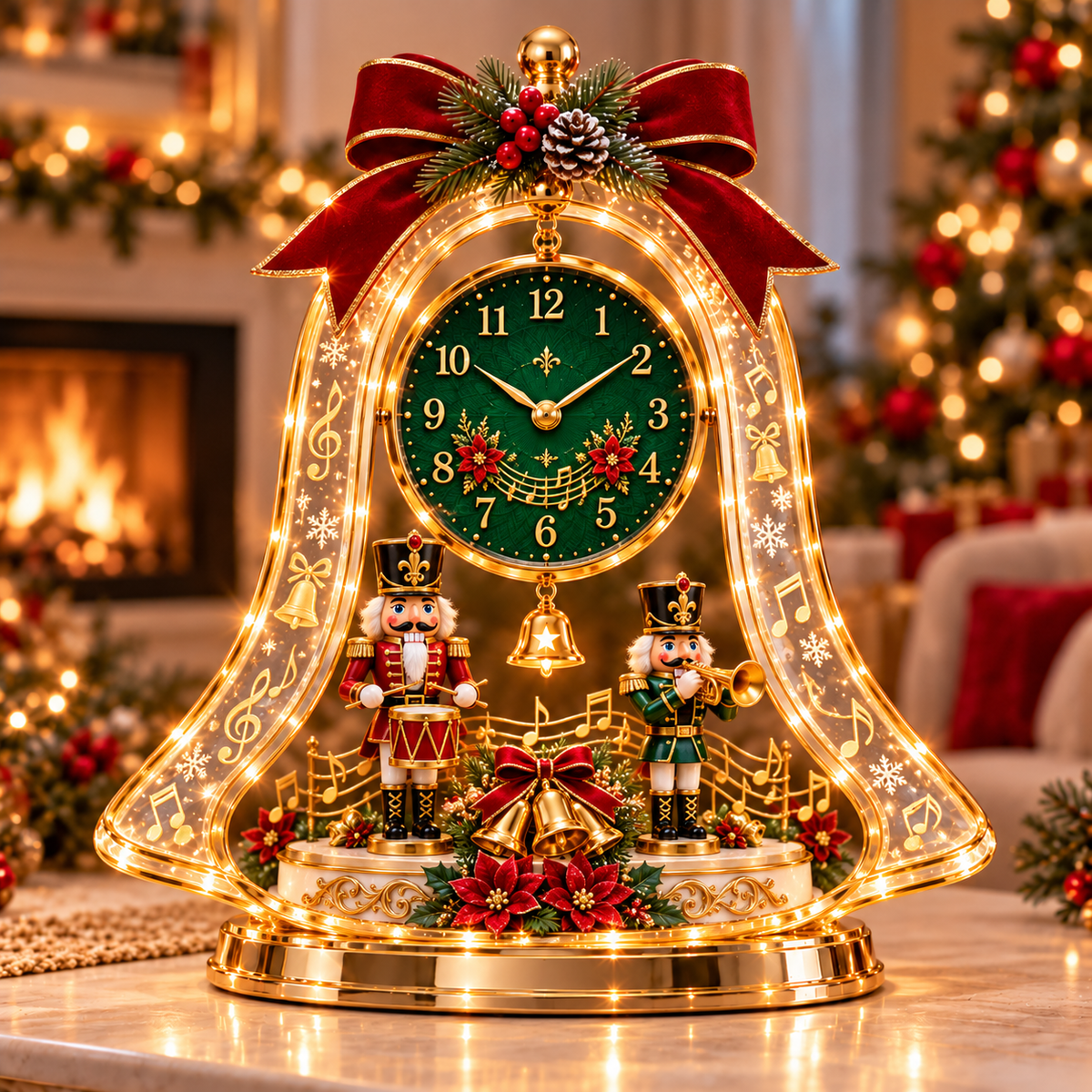 🕰️🎄 Lighted Christmas Scene Clock –Festive Tabletop Holiday Decor