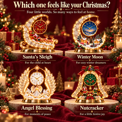 🕰️🎄 Lighted Christmas Scene Clock –Festive Tabletop Holiday Decor