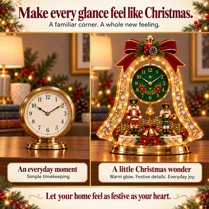 🕰️🎄 Lighted Christmas Scene Clock –Festive Tabletop Holiday Decor