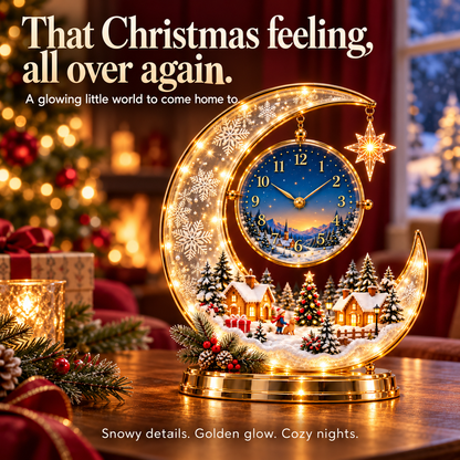 🕰️🎄 Lighted Christmas Scene Clock –Festive Tabletop Holiday Decor