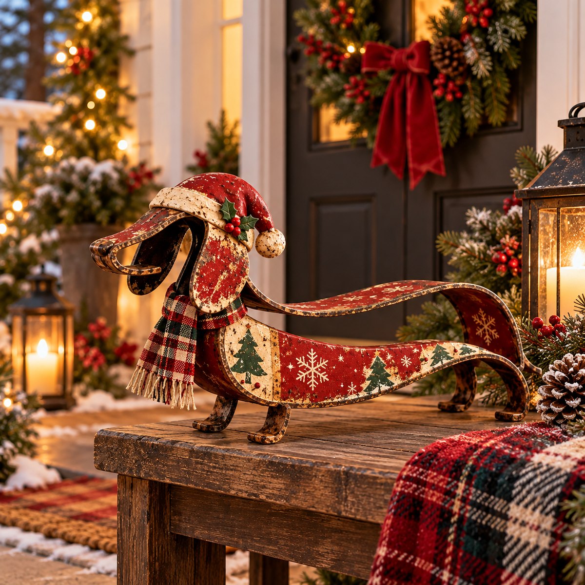 🐶✨ Vintage Dachshund Christmas Ornament – Metal Holiday Decor