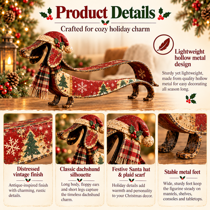 🐶✨ Vintage Dachshund Christmas Ornament – Metal Holiday Decor
