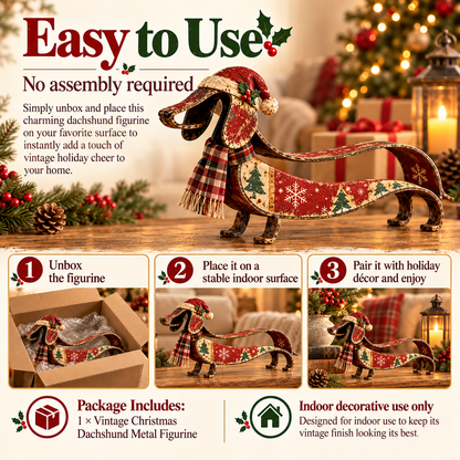 🐶✨ Vintage Dachshund Christmas Ornament – Metal Holiday Decor