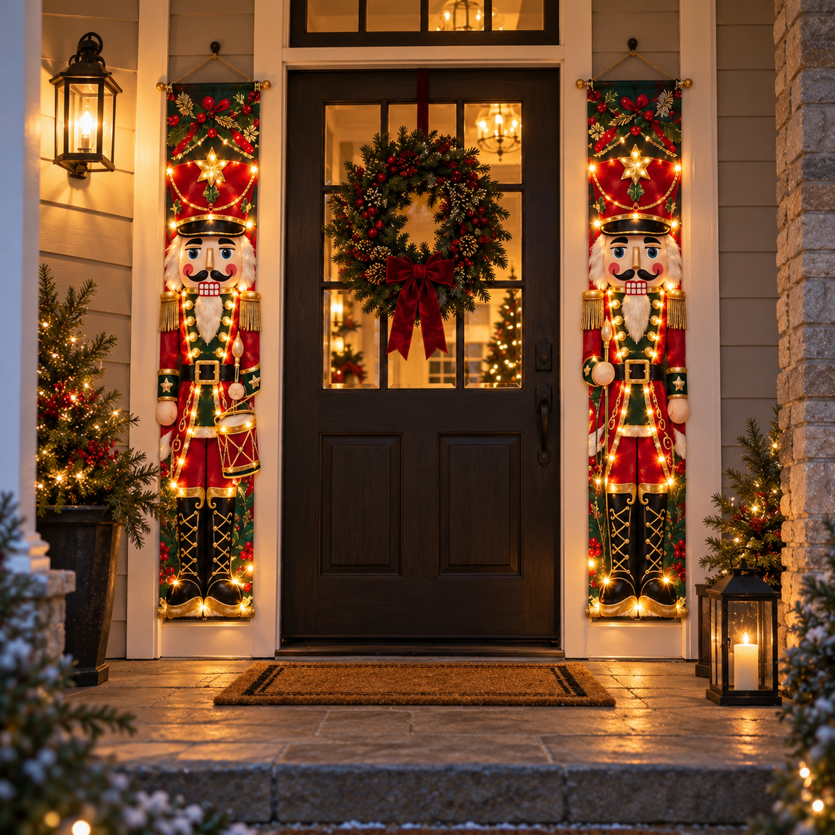 🎄🤴 Lighted Nutcracker Door Banner – Vintage Holiday Porch Decor