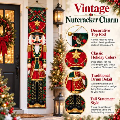 🎄🤴 Lighted Nutcracker Door Banner – Vintage Holiday Porch Decor