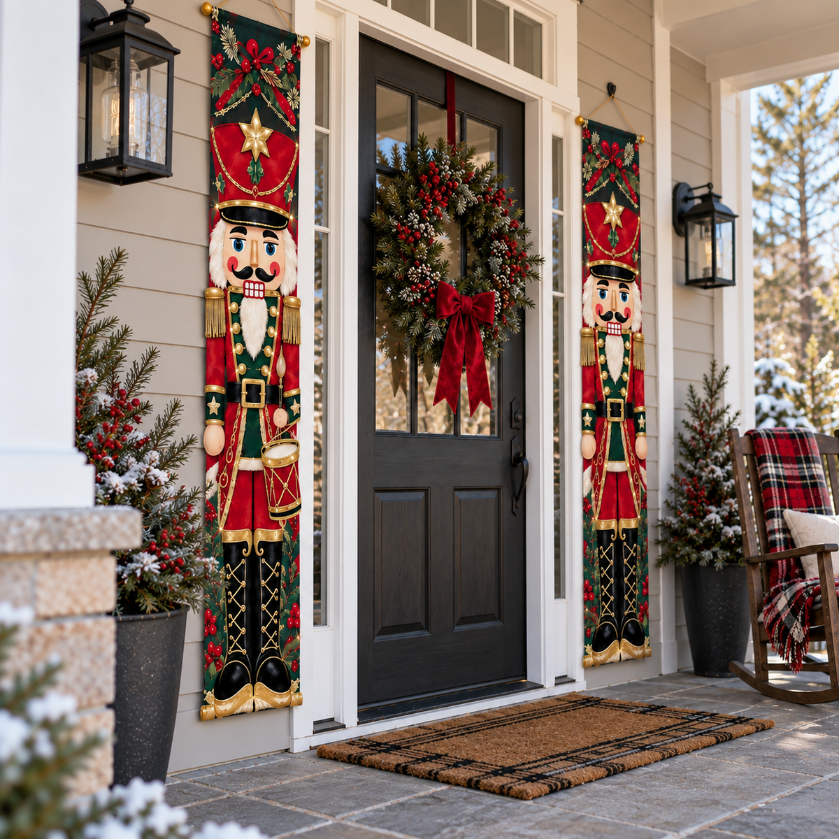 🎄🤴 Lighted Nutcracker Door Banner – Vintage Holiday Porch Decor
