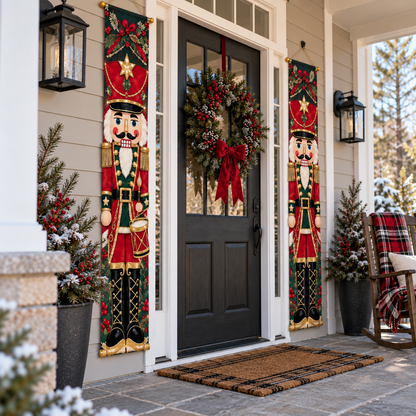 🎄🤴 Lighted Nutcracker Door Banner – Vintage Holiday Porch Decor