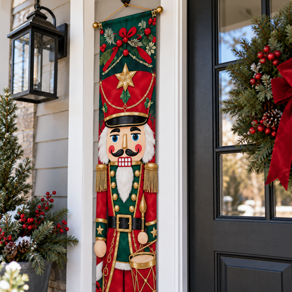 🎄🤴 Lighted Nutcracker Door Banner – Vintage Holiday Porch Decor