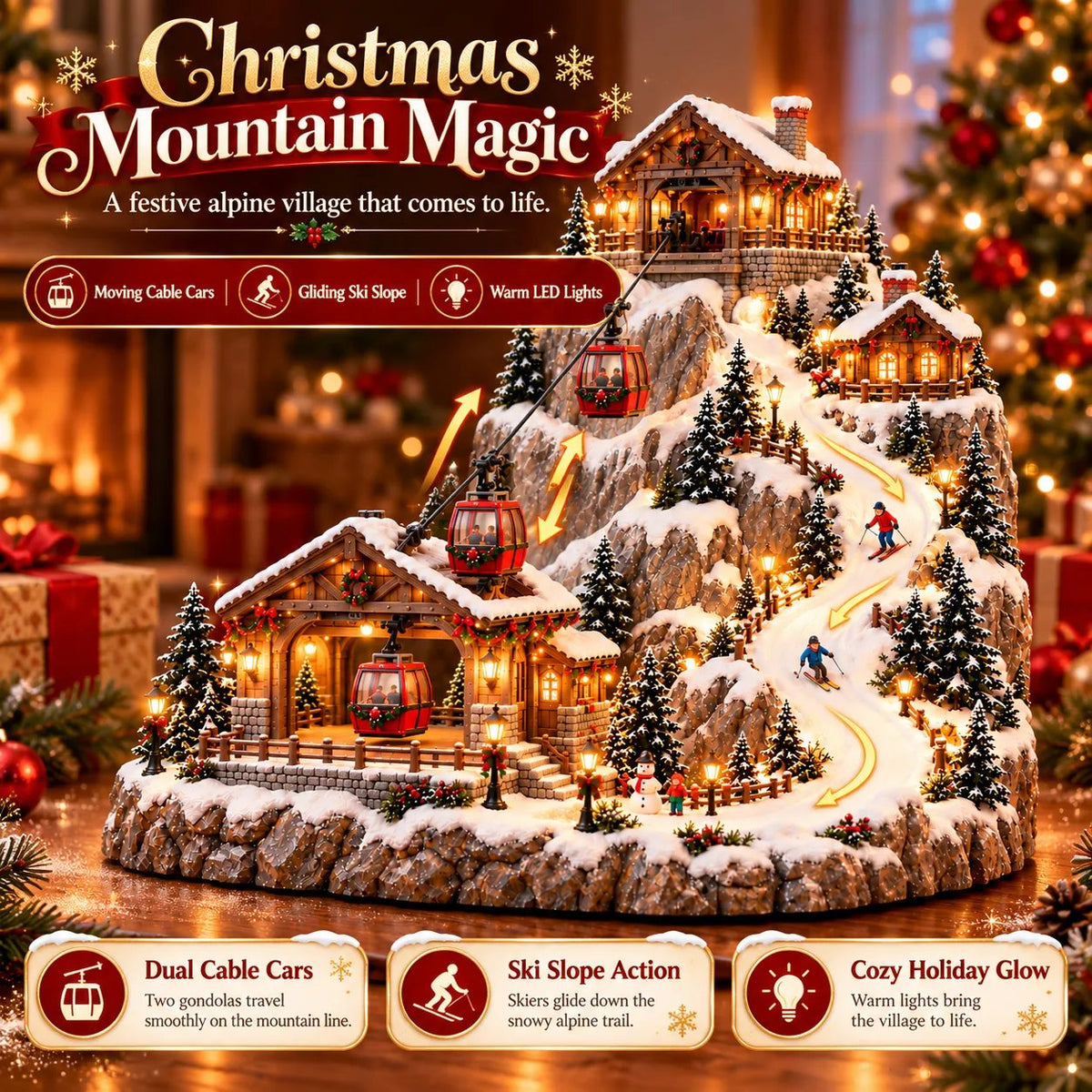 🏔️🎄 Enchanted Christmas Mountain Village™ – Magical Lighted Winter Wonderland ✨🚂