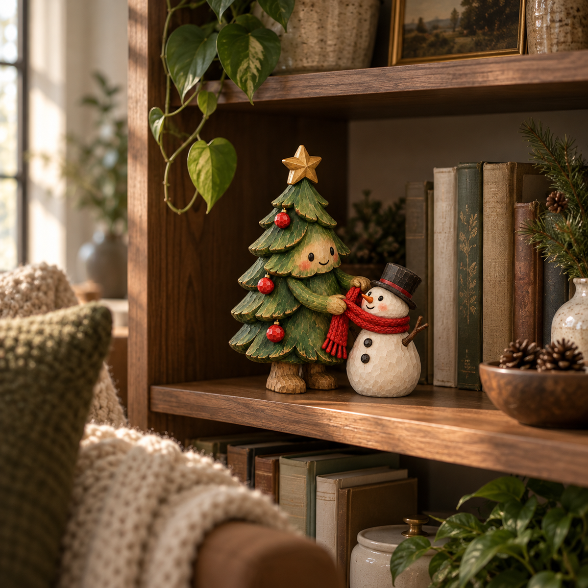 🎄⛄ Christmas Tree & Snowman Friendship Figurine