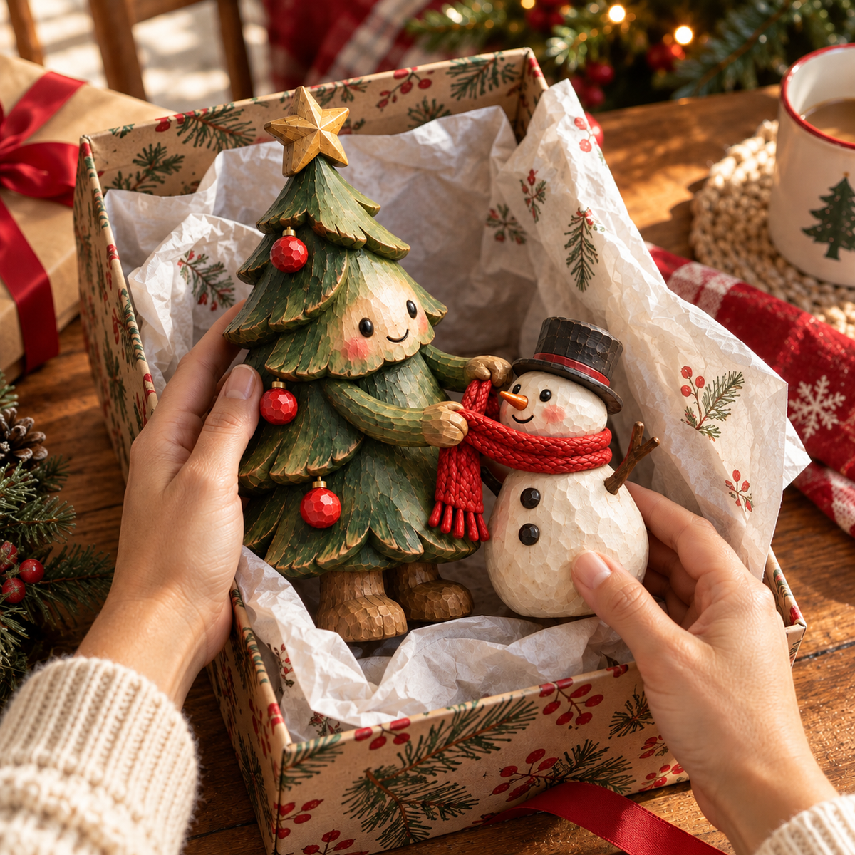 🎄⛄ Christmas Tree & Snowman Friendship Figurine