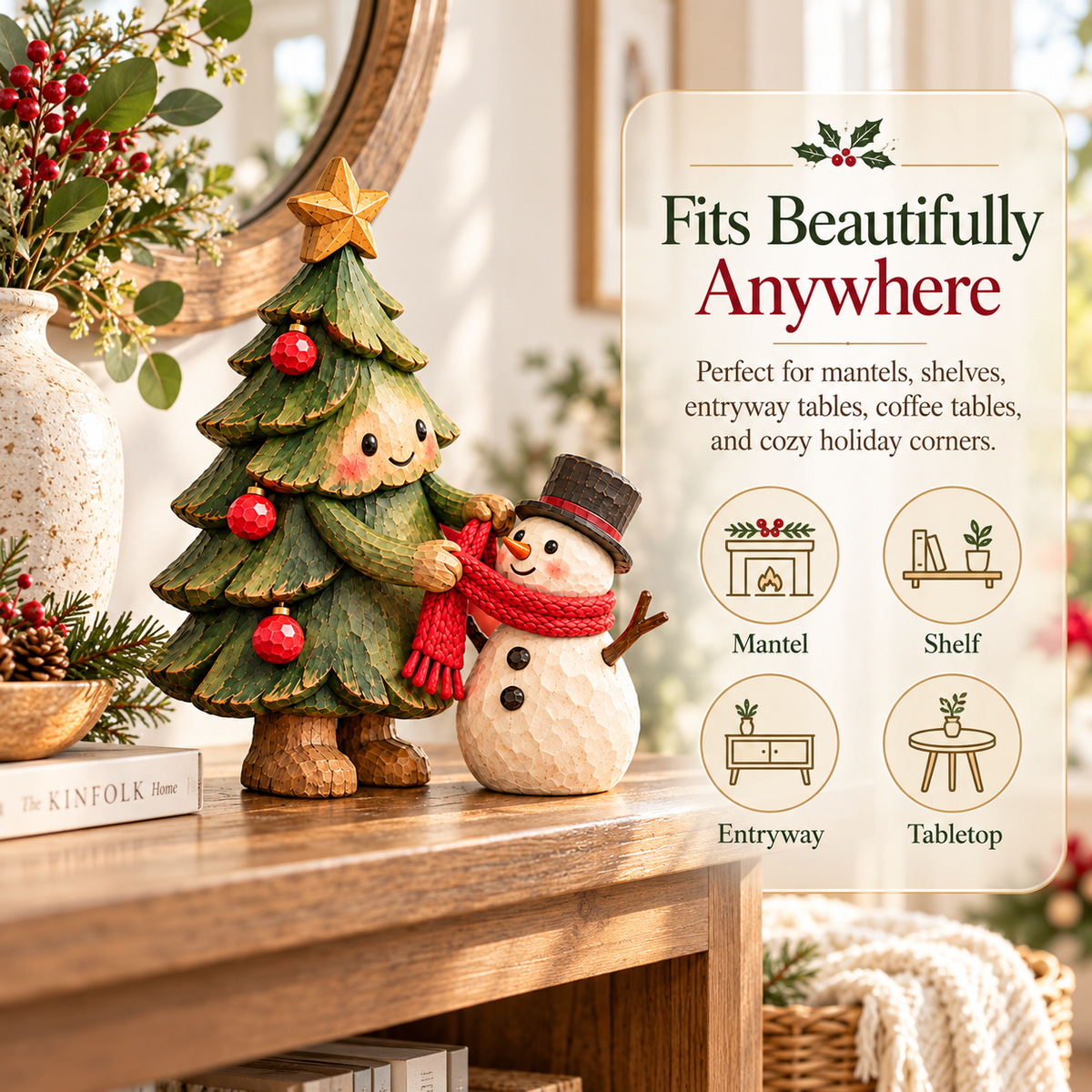 🎄⛄ Christmas Tree & Snowman Friendship Figurine