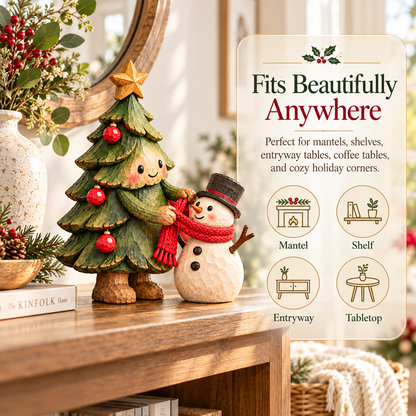 🎄⛄ Christmas Tree & Snowman Friendship Figurine