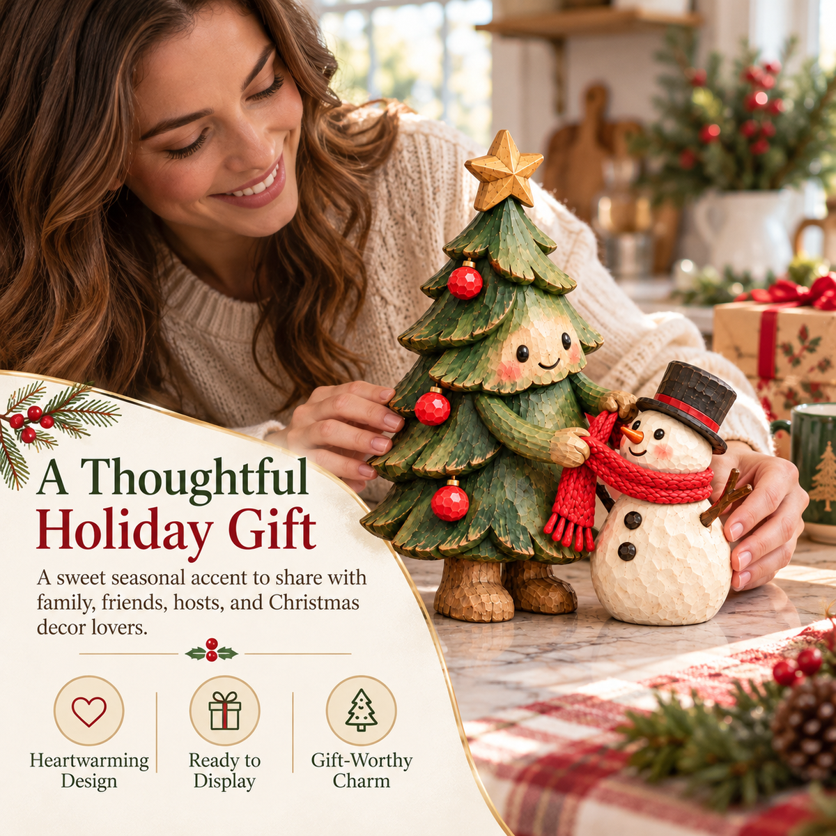 🎄⛄ Christmas Tree & Snowman Friendship Figurine