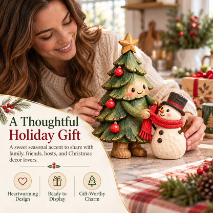 🎄⛄ Christmas Tree & Snowman Friendship Figurine