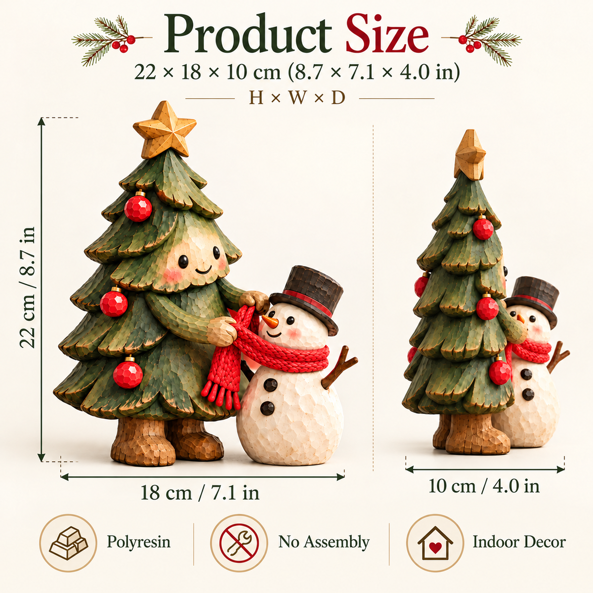 🎄⛄ Christmas Tree & Snowman Friendship Figurine