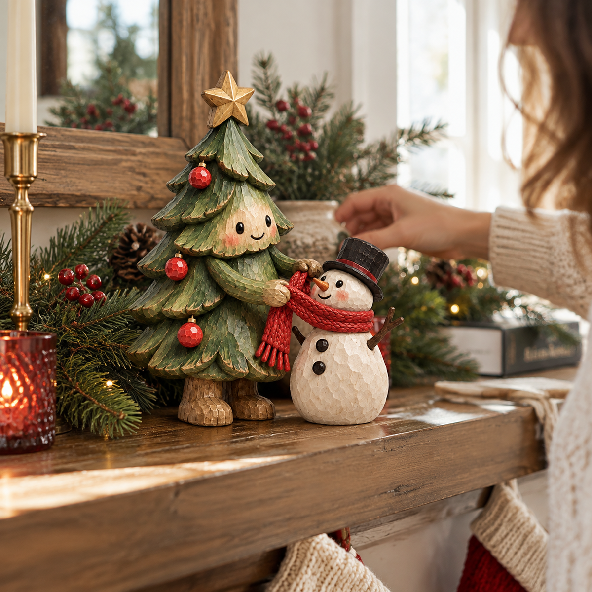 🎄⛄ Christmas Tree & Snowman Friendship Figurine