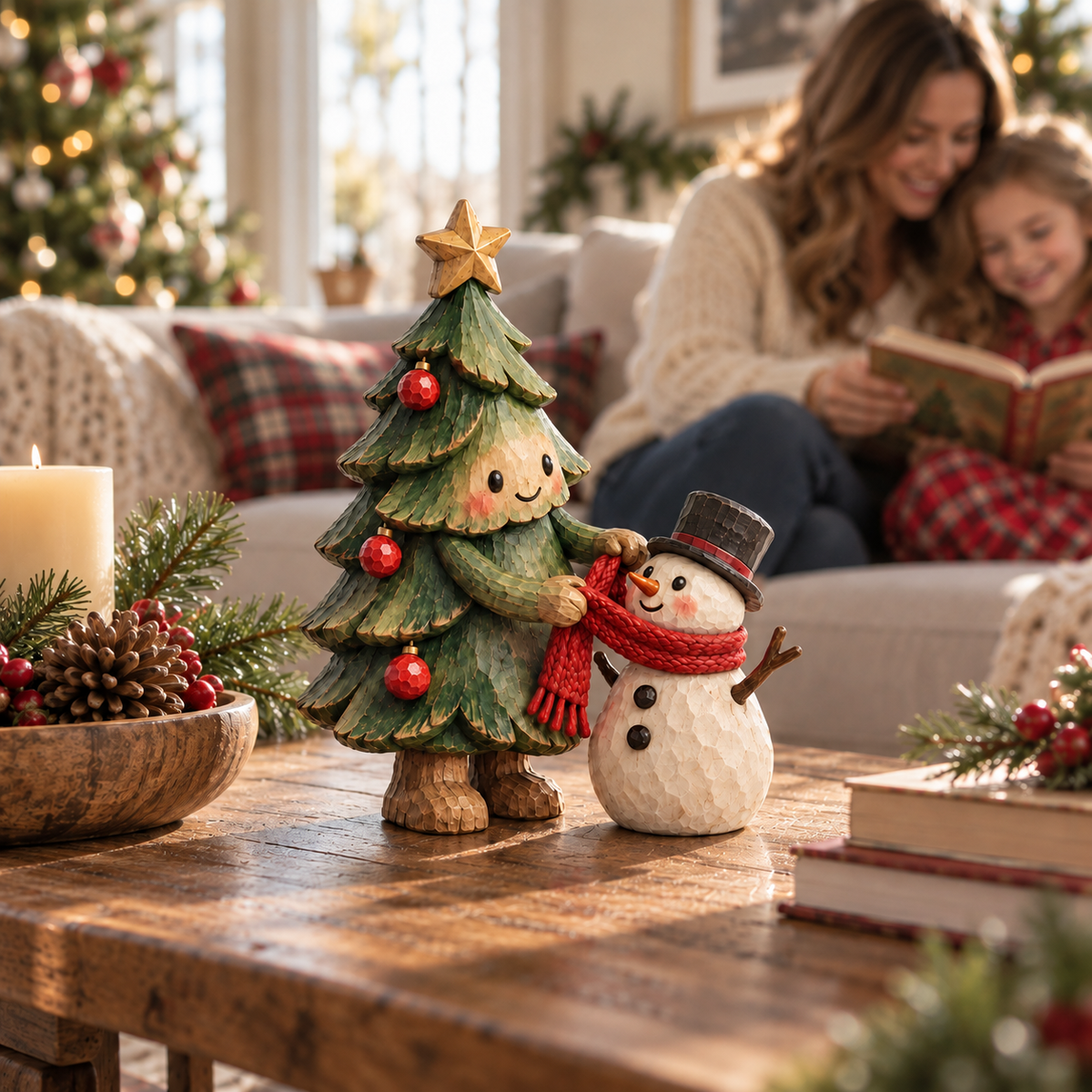 🎄⛄ Christmas Tree & Snowman Friendship Figurine