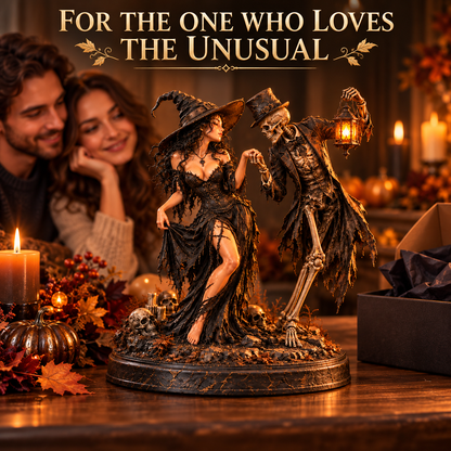 🖤 Till Death Do Us Part | Gothic Witch & Skeleton Love Figurine 💀