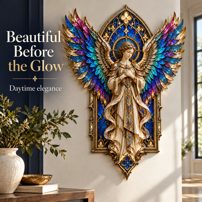 🙏✨ Rainbow-Winged Praying Angel Wall Light | A Little Heaven at Home