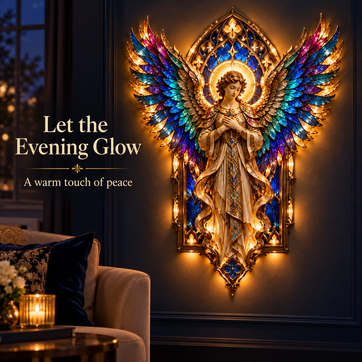 🙏✨ Rainbow-Winged Praying Angel Wall Light | A Little Heaven at Home