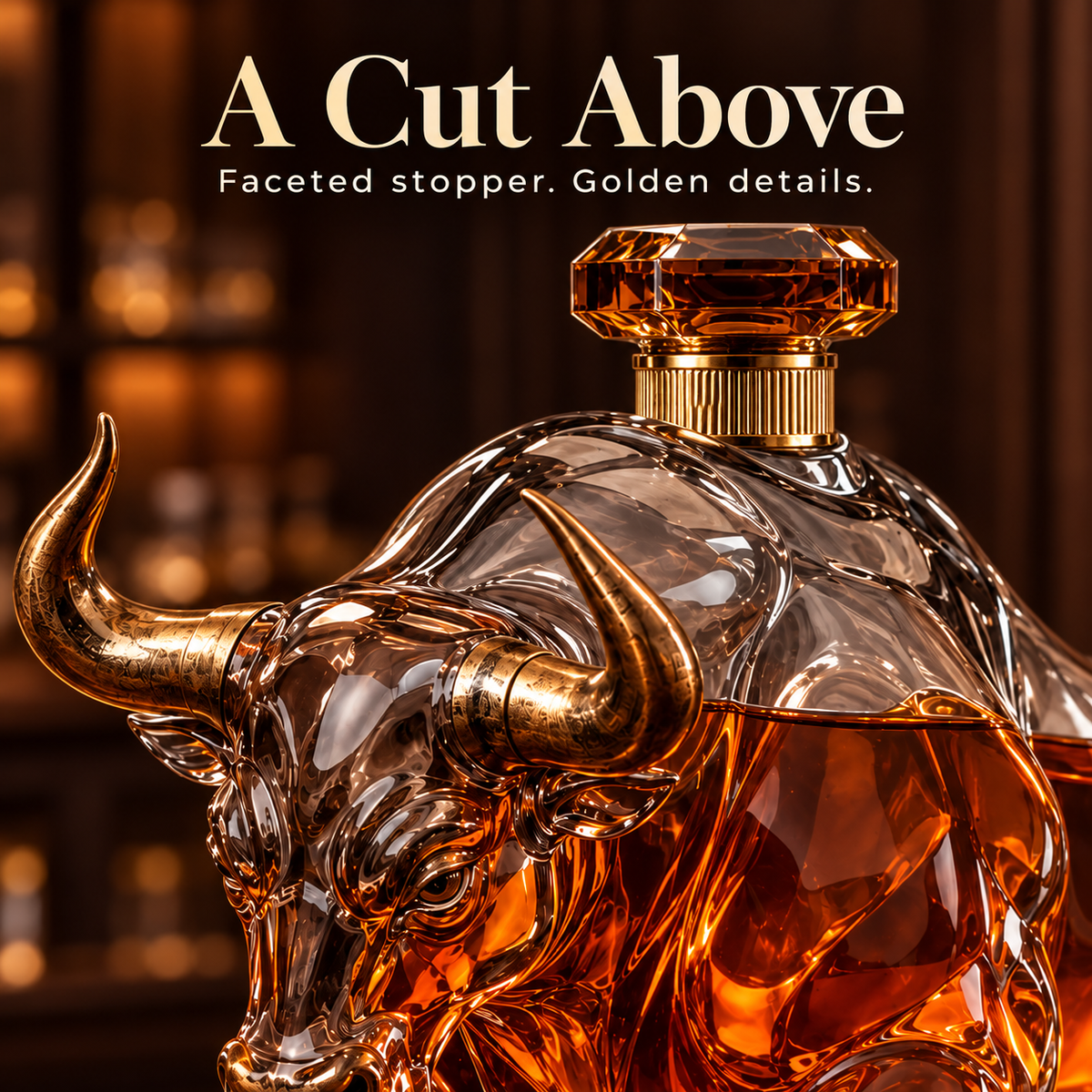 🐂 Charging Bull Crystal Whiskey Decanter – A Bold Symbol of Strength & Success