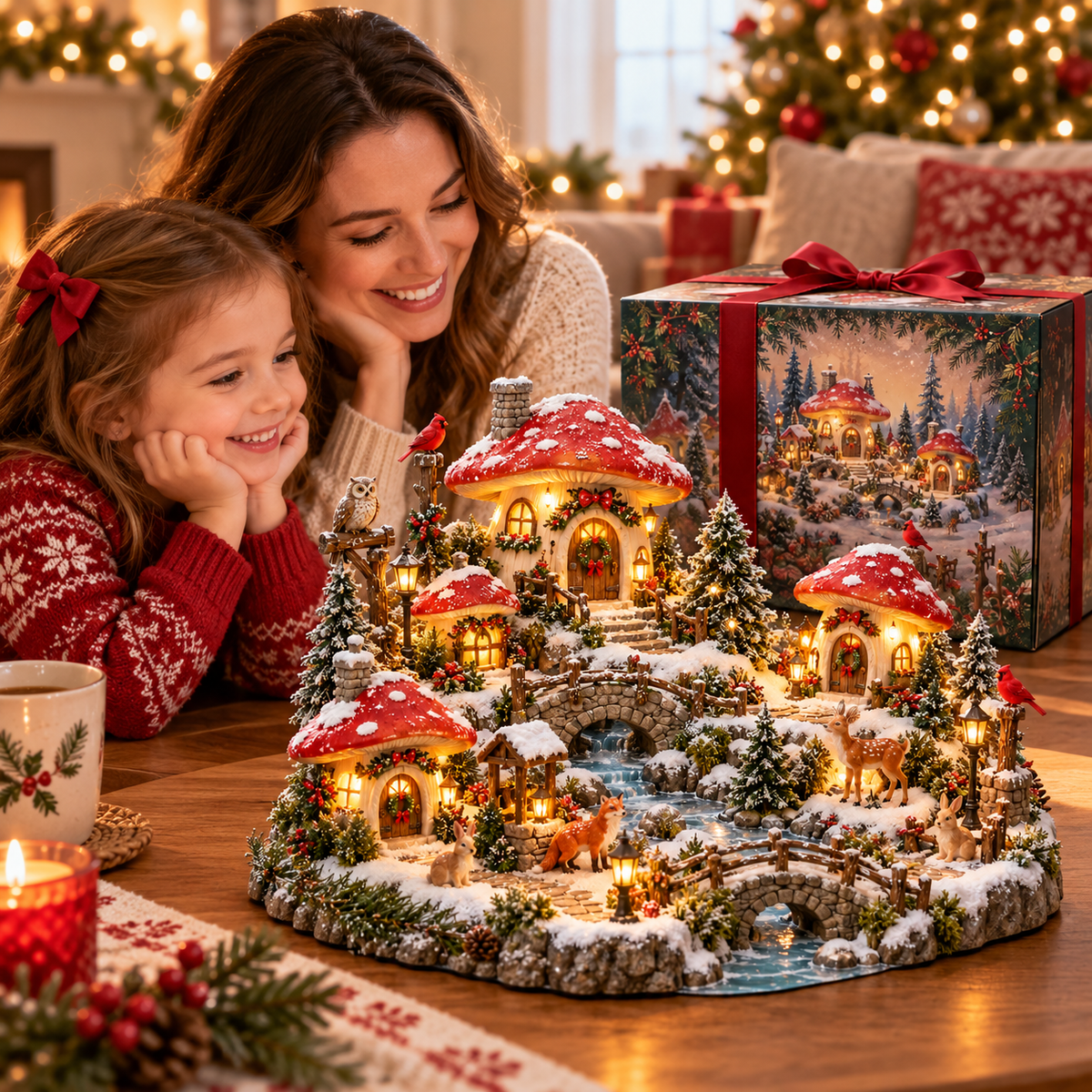 🍄✨ Enchanted Mushroom Christmas Village | Lighted Storybook Holiday Display 🎄❄️