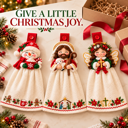 🎄 Christmas Joy – 3D Character Hanging Hand Towels for Kitchen & Bathroom