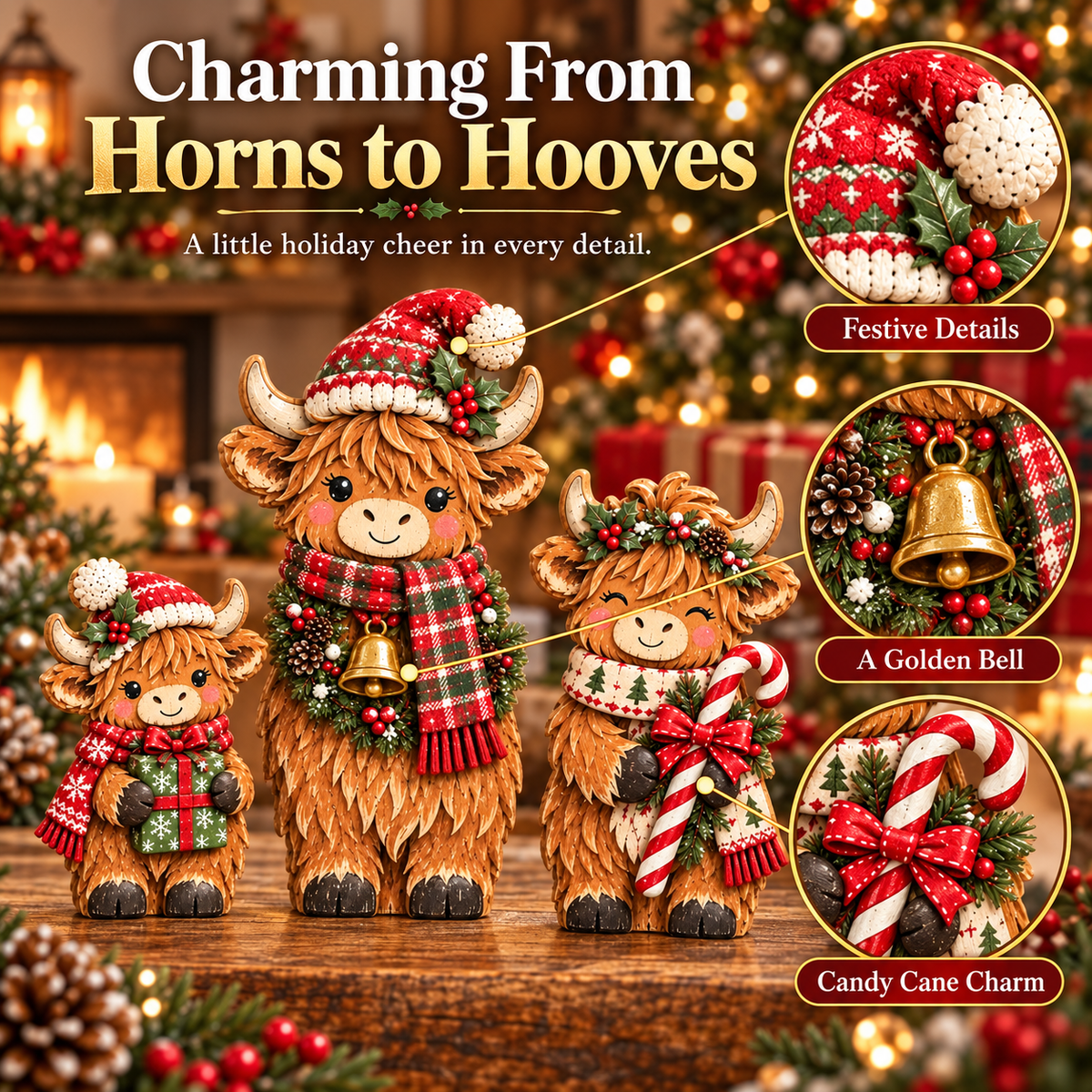 🐮🎄 Cozy Christmas Highland Herd™ | Festive Cow Figurines