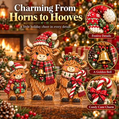 🐮🎄 Cozy Christmas Highland Herd™ | Festive Cow Figurines