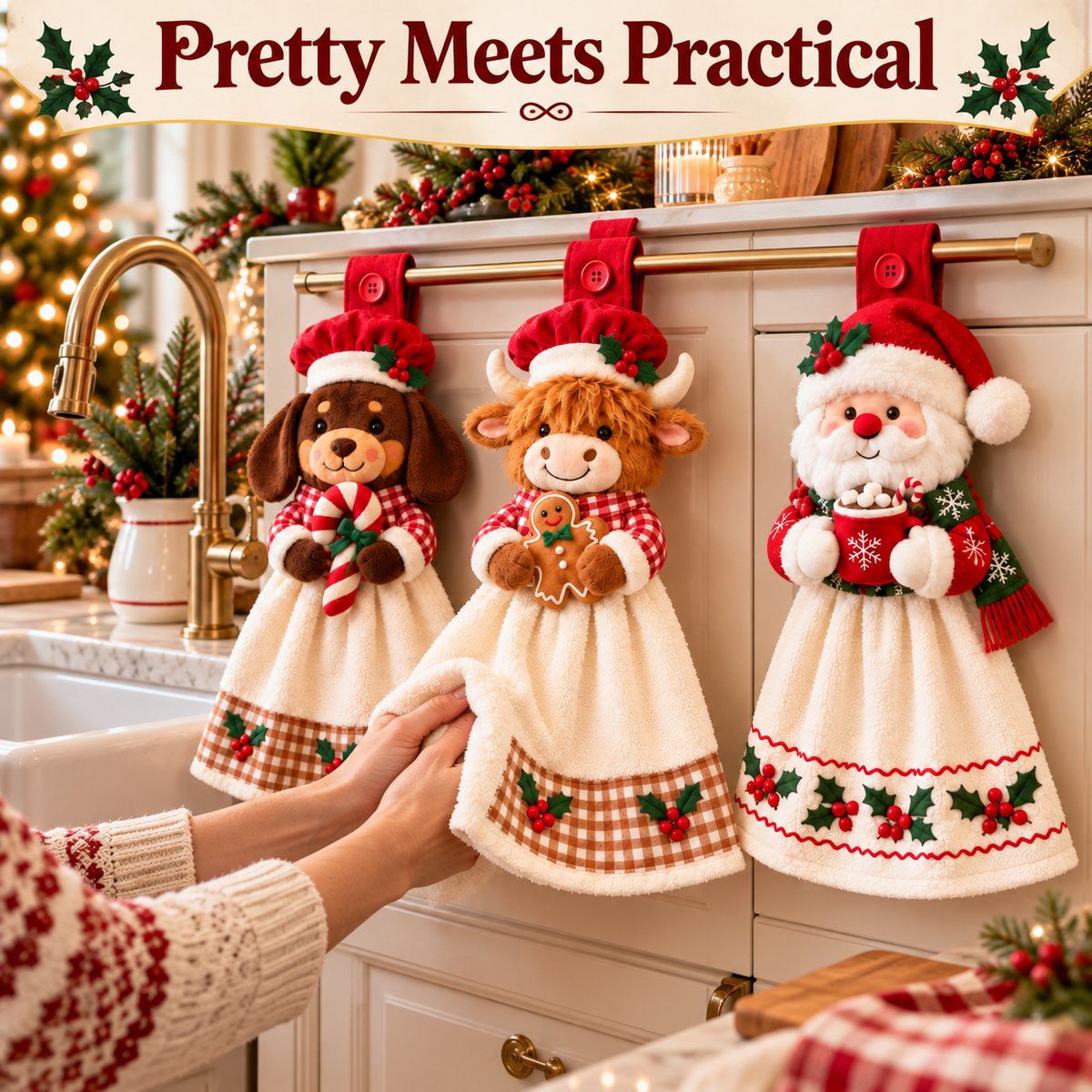 🎄🧻 Merry Kitchen Friends™ | Christmas Hanging Hand Towels – 3 Styles