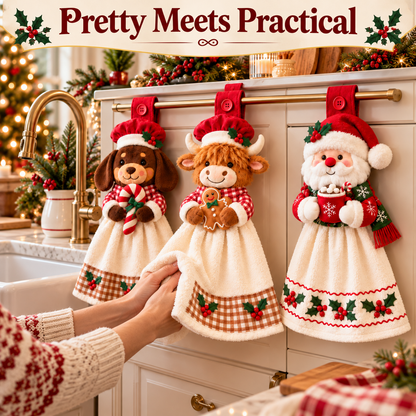 🎄🧻 Merry Kitchen Friends™ | Christmas Hanging Hand Towels – 3 Styles