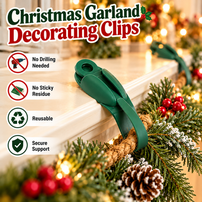 🎄 EverHold™ Reusable Garland Clips – No-Nail Holiday Greenery & Wreath Fasteners