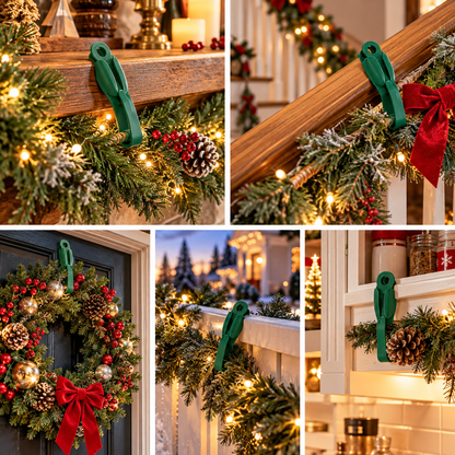 🎄 EverHold™ Reusable Garland Clips – No-Nail Holiday Greenery & Wreath Fasteners