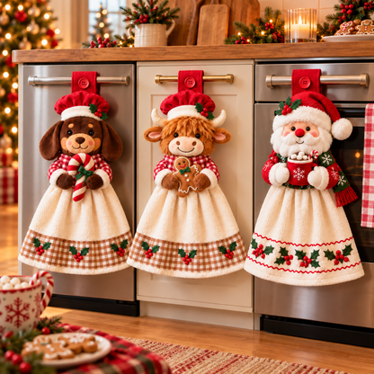 🎄🧻 Merry Kitchen Friends™ | Christmas Hanging Hand Towels – 3 Styles