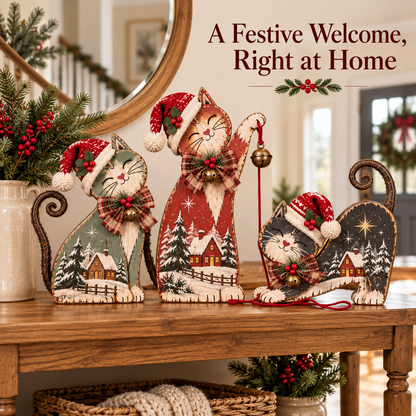 🐾🎄 Christmas Mischief Cats™ | Lighted Vintage Holiday Trio